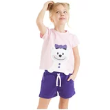 Denokids Teddy Bear Girl Pink T-shirt Purple Short Shorts Summer Suite