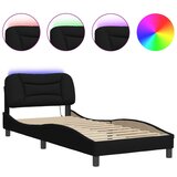 vidaXL Posteljni okvir z LED lučkami črn 90x200 cm tkanina, (21095074) Cene