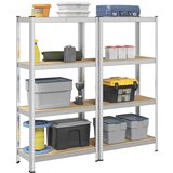 vidaXL 4-plastne stojali s policami 2kosa srebrnega jeklo in inž. les | Shoptok.si