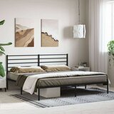 vidaXL Kovinski posteljni okvir z vzglavjem črn 193x203 cm | Shoptok.si