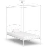 vidaXL Posteljni okvir z ogrodjem za baldahin bel kovinski 90x200 cm, (20606672) | Shoptok.si