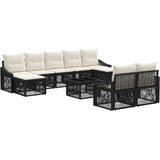 vidaXL Vrtna sedežna garnitura 10 pcs Črna poli ratan, (5000269447) | Shoptok.si