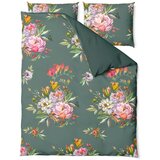 Bonami Selection Tamnozelena posteljina od pamučnoga satena za bračni krevet Floret, 200 x 220 cm | shoptok.hr
