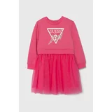 Guess Otroška bombažna obleka roza barva, K4YK09 KB8R0