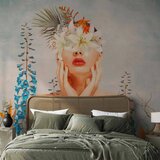  Foto tapeta - Nature in thought - female figure among flowers on a patterned background 200x140 Standard | shoptok.hr