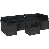  Set vrtnog namještaja od 8 komada s jastučićima crni poli ratan dvostruka vrtna sofa s jastučićima crni poli ratan | shoptok.hr