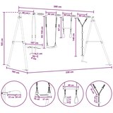  Set vanjskih ljuljački Šareni Čelik i PE - Crvena Ljuljačka sjedalica + trapez + disk ljuljačka + ljuljačka na prepreci | shoptok.hr