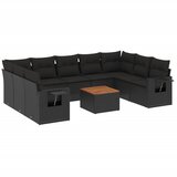 10-dijelni set vrtnih sofa s jastucima crni od poliratana Crna 65.5 x 62 x 69 cm | shoptok.hr