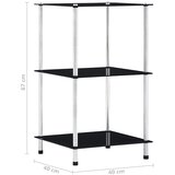 Police s 3 razine crne 40 x 40 x 67 cm od kaljenog stakla | Eponuda.com