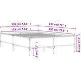  Okvir za krevet boja hrasta 135x190cm konstruirano drvo i metal | shoptok.hr