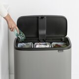 Brabantia Bo Touch Bin 3x11 litrov s tremi vložki iz umetne mase - Mineral Concrete Grey | Shoptok.si
