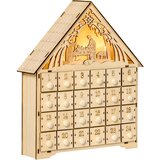 HOMCOM lesen adventni koledar s 24 predali, božična dekoracija z izrezljanimi jaslicami in lučkami, 26,6x6x30 cm, 26,6x6x30 cm, (20752780) Cene