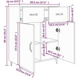  Komoda boja dimljenog hrasta 69,5x34x90 cm konstruirano drvo | shoptok.hr