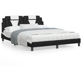 vidaXL Posteljni okvir z vzglavjem črn in bel 160x200 cm umetno usnje | Shoptok.si