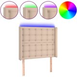 Maison Chic LED Posteljno vzglavje - Vzglavna omarica - Nočna omarica kapučino 93x16x118/128 cm umetno usnje, (21710084) | Shoptok.si