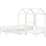  Set kreveta i klupe s krovom bijeli 75x190 cm puno drvo bor | Eponuda.com
