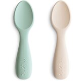 Mushie 2 dijelni set silikonskih žličica toddler starter cambridge blue/shifting sand Cijene