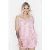 Trendyol Curve Pink Strap Knitted Pajamas Set Cene