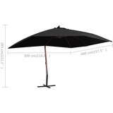 Viseći suncobran s drvenim stupom 400 x 300 cm crni | Eponuda.com