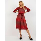Fashion Hunters Red shiny evening dress with tie Cene