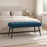  Klupa s gumbastim tkanjem Plava 110 x 40 x 46 cm Baršun | shoptok.hr