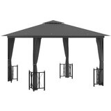 vidaXL Paviljon s stranicami in dvojno streho 3x3 m antracit, (20703187) | Shoptok.si