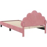  Otroški posteljni okvir z vznožjem Roza 90 x 200 cm Žamet, (5000104690) | Shoptok.si