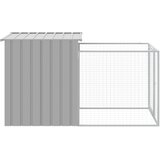  Kućica za pse s ograđenim prostorom svijetlosiva 110x201x110 cm pocinčani čelik | shoptok.hr