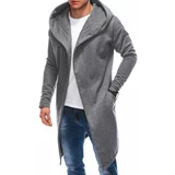 Ombre Men's asymmetrical unbuttoned hooded sweatshirt OM-SSZP-0112