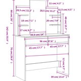  Toaletni stolić s ogledalom siva boja betona 96 x 39 x 142 cm | shoptok.hr