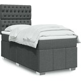 vidaXL Box spring postelja z vzmetnico temno siva 90x200 cm blago | Shoptok.si