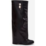 Boto Women's Platform Boots With Strap And Silver Detail Eco Leather Black Korivelle | Shoptok.si