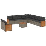  12-dijelni set vrtnih sofa od poliratana s jastucima sivi | shoptok.hr