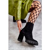 Boto Suede Boots On Heel Black Elia | Shoptok.si