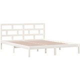  Posteljni okvir bel iz trdnega lesa 120x190 cm 4FT, (20883858) | Shoptok.si