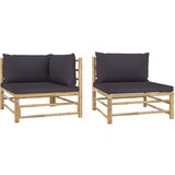 Maison Chic Seti vrtnega pohištva - Vrtna garnitura - Vrtni pohištvo set s temno sivimi blazinami 2-delna bambus, (21807427) | Shoptok.si
