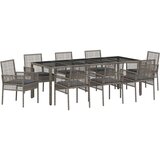  9-delni vrtni jedilni set s blazinami siva poli ratan, (22015466) | Shoptok.si