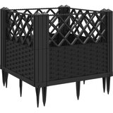 vidaXL Cvetlično korito z zatiči črno 43,5x43,5x43,5 cm PP | Shoptok.si