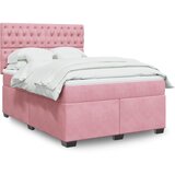 vidaXL Box spring postelja z vzmetnico roza 140x200 cm žamet Cene