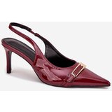 Boto Lacquered Stiletto Heels With Gold Buckle Bordeaux Vivae | ePonuda.com