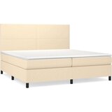  Box spring postelja z vzmetnico krem 200x200 cm blago, (21118414) | Shoptok.si