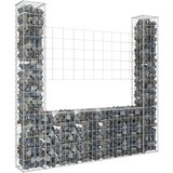 vidaXL Gabionska košara U-oblika s 2 stupa 140 x 20 x 150 cm željezna Cijene