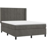  Krevet box spring s madracem LED tamnosivi 140x190 cm baršun | shoptok.hr