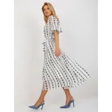 Fashion Hunters White and black flared dress with ruffles
