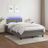 vidaXL Box spring postelja z vzmetnico LED temno siva 120x190 cm blago | Shoptok.si