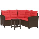  Set vanjskih sofa s jastukom 2 pcs Smeđa i crvena poliratan | shoptok.hr