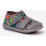 Boto Slippers Milami Children's With Velcro In Dinosaurs Gray-Green Reathiana Cene