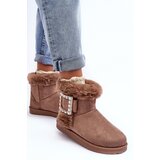 Boto Faux Fur-Lined Clasp Snow Boots Dark Beige Dulca | Shoptok.si