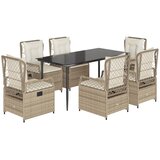  7-dijelni vrtni blagovaonski set od poliratana s jastucima bež 160 x 80 x 74 cm | shoptok.hr