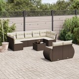  10-dijelni set vrtnih sofa od poliratana s jastucima smeđi | shoptok.hr